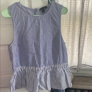 Blue and White Striped Sleeveless Top